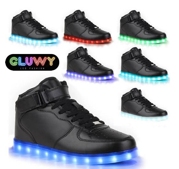 LED fényes fekete csizma cipők