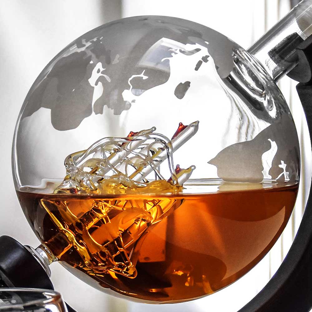 globe dekanter szett whisky rum bourbon italokhoz