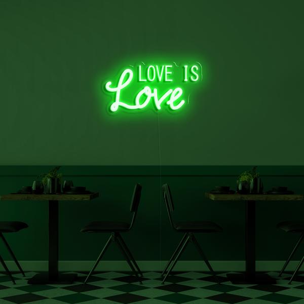 3D neon LED logó a falon - Love is Love 50 cm-es méretekkel