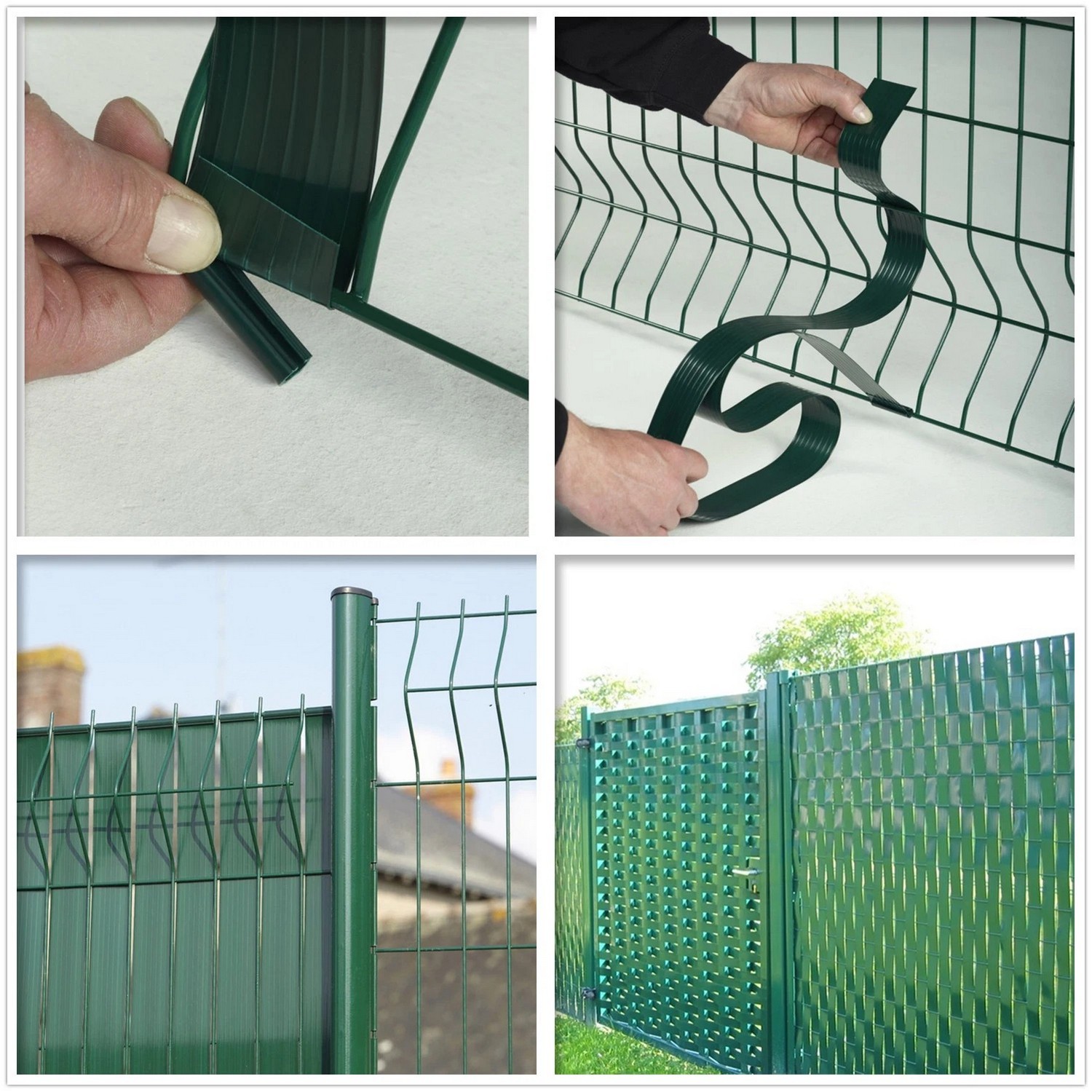 PVC rugalmas műanyag adatvédelmi szalag 3D hálós kerítéshez, zöld