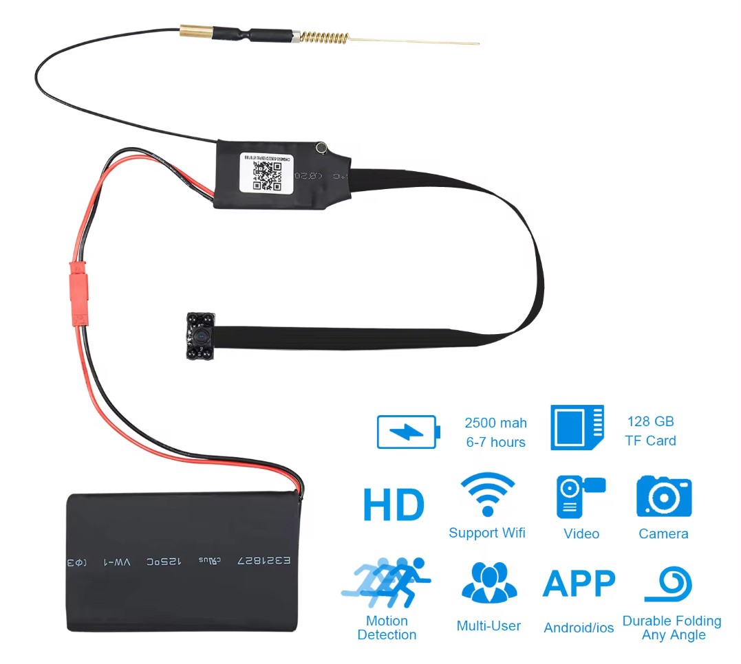 WiFi HD mini pinhole HD kamera 1080P IR LED éjszakai lámpákkal